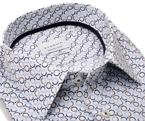 Eterna Comfort Fit Twill – košile s modro-hnědými kroužky - extra prodloužený rukáv Eterna Comfort Fit Twill – košile s modro-hnědými kroužky - extra prodloužený rukáv