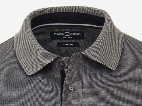 Polo tričko Casa Moda s límečkem a dlouhým rukávem – šedo-modrá