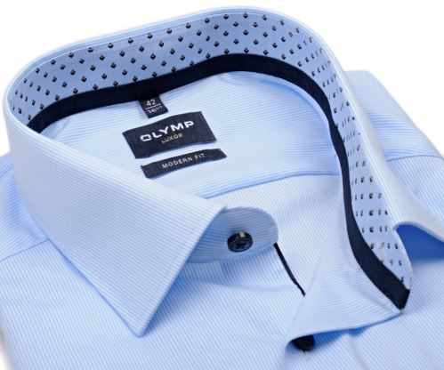 Olymp Modern Fit – košile s úzkým světle modrým proužkem, vnitřním límcem a manžetou - prodloužený rukáv Olymp Modern Fit – košile s úzkým světle modrým proužkem, vnitřním límcem a manžetou - prodloužený rukáv