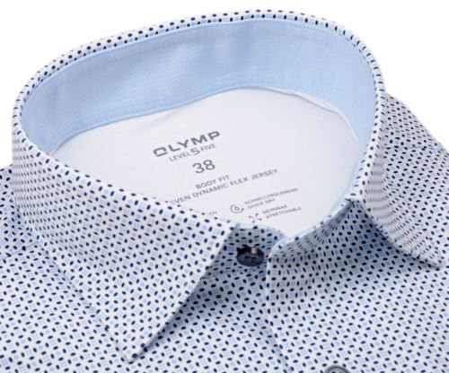 Olymp Level Five 24/Seven Jersey – luxusná elastická košeľa so vzorom v dvoch odtieňoch modrej