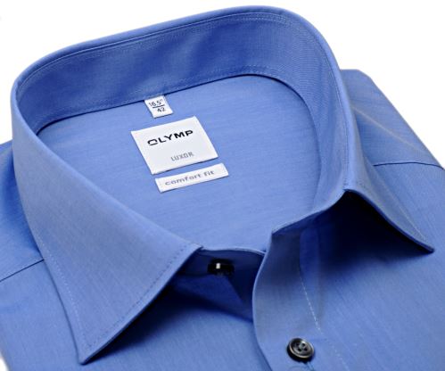 Olymp Luxor Comfort Fit Chambray - modrá košile - krátký rukáv