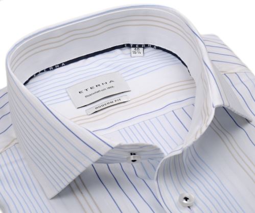 Eterna Modern Fit – košile s vetkaným modro-béžovým proužkem Eterna Modern Fit – košile s vetkaným modro-béžovým proužkem