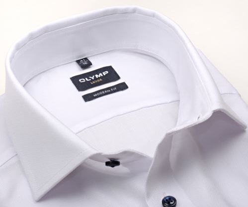 Olymp Modern Fit – biela košeľa s jemnou štruktúrou - krátky rukáv