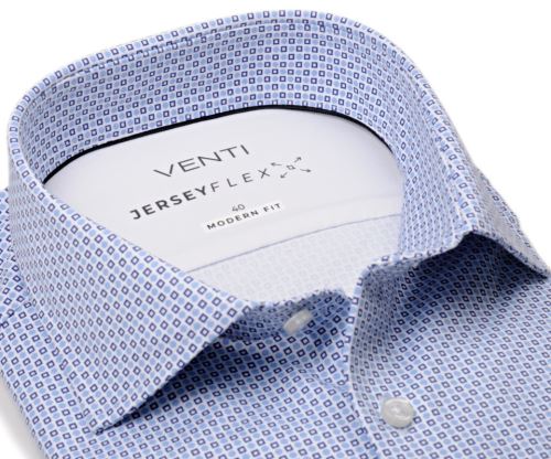 Venti Modern Fit Jersey Flex – luxusní košile s modrým čtverečkovým vzorem Venti Modern Fit Jersey Flex – luxusní košile s modrým čtverečkovým vzorem