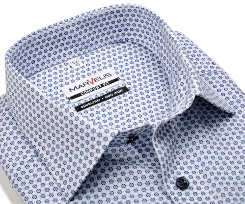 Marvelis Comfort Fit – košile s modrými puntíky a kolečky - krátký rukáv
