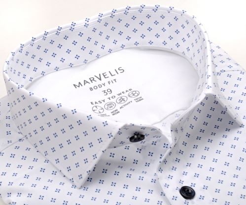 Marvelis Body Fit – elastická košile s modrým hvězdičkovým vzorem Marvelis Body Fit – elastická košile s modrým hvězdičkovým vzorem