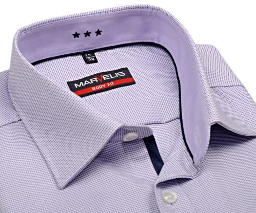 Marvelis Body Fit – košeľa so svetlofialovým votkaným vzorom s vnútorným golierom a légou