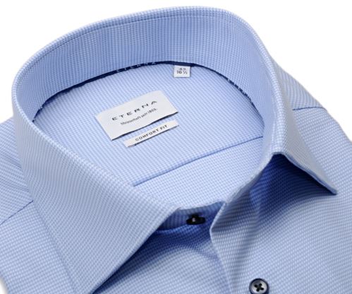 Eterna Comfort Fit – košeľa so svetlomodrým votkaným vzorom - predĺžený rukáv