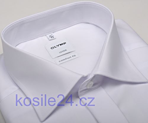Olymp Luxor Comfort Fit - biela gala košeľa s dvojitou manžetou a skrytou légou