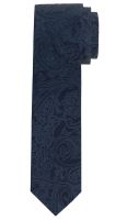 Slim kravata Olymp - tmavomodrá s votkanými ornamentmi paisley (1)