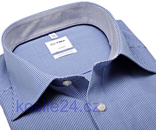 Olymp Luxor Comfort Fit – košile s tmavě modrým minikárem s vnitřním límcem - krátký rukáv