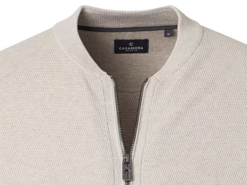 Bavlněný rozepínací svetr Casa Moda – světle béžový s kapsami