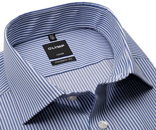 Olymp Modern Fit Twill – košeľa s diagonálnou štruktúrou a tmavomodrým prúžkom