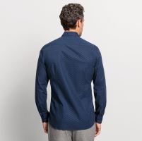 Olymp Level Five - tmavomodrá košile s vetkaným kosočtvercovým vzorem - Garment washed (5)