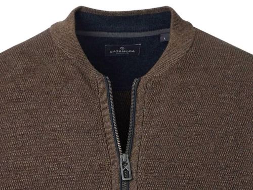 Bavlněný rozepínací svetr Casa Moda – hnědý s kapsami