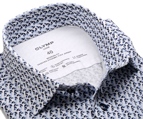 Olymp Modern Fit 24/Seven – luxusná elastická košeľa s modrým vzorom