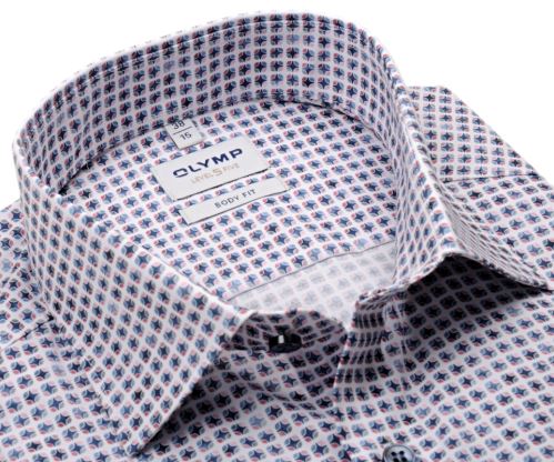 Olymp Super Slim – košeľa s modro-ružovým vzorom