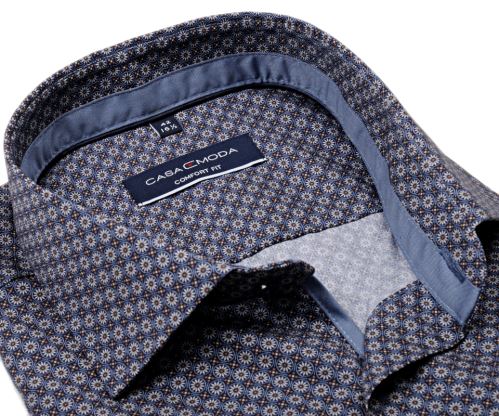 Casa Moda Comfort Fit – košile s modro-béžovým kruhovým vzorem
