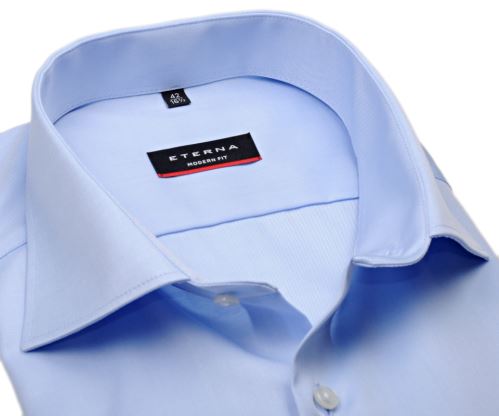 Eterna Modern Fit Twill Cover - luxusní světle modrá neprůhledná košile - extra prodloužený rukáv