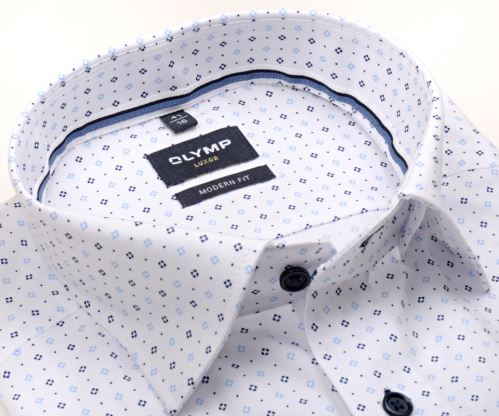 Olymp Modern Fit – košile se strukturou a modrým vzorem čtverečků - prodloužený rukáv Olymp Modern Fit – košile se strukturou a modrým vzorem čtverečků - prodloužený rukáv