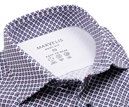 Marvelis Body Fit Jersey – elastická košeľa s červeno-modrým vzorom