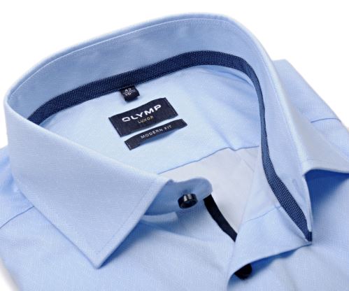 Olymp Luxor Modern Fit – košile se světle modrým vzorem a vnitřní manžetou - prodloužený rukáv