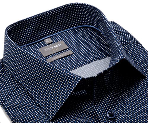 Olymp Comfort Fit – tmavomodrá košile s modro-bílými čtverečky