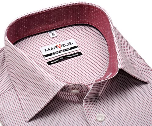 Marvelis Comfort Fit – košile s červenými vetkanými obdélníčky a vnitřním límcem