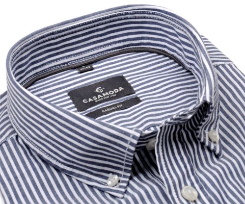 Casa Moda Casual Fit – košeľa s tmavomodrým prúžkom - krátky rukáv Casa Moda Casual Fit – košeľa s tmavomodrým prúžkom - krátky rukáv