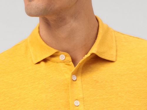 Lněné polo tričko Olymp - žluté s límečkem