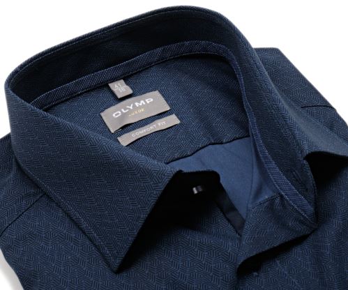 Olymp Luxor Comfort Fit – modrá košeľa s tľačeným vzorom a vnútornou manžetou