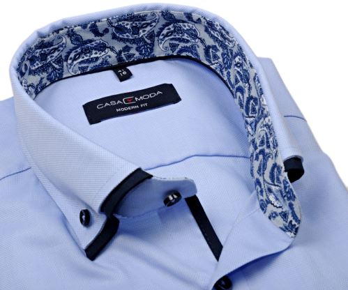 Casa Moda Modern Fit – světle modrá košile s dvojitým límcem - extra prodloužený rukáv