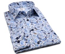 Marvelis Modern Fit - dizajnová košeľa s modro-hnedým vzorom paisley (1)