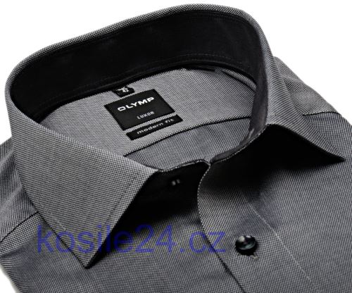 Olymp Luxor Modern Fit – ocelově šedá košile s vnitřním límcem a manžetou