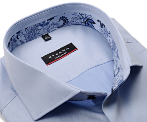 Eterna Modern Fit Twill - luxusná svetlomodrá košeľa s vnútorným golierom - extra predĺžený rukáv