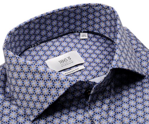 Eterna 1863 Modern Fit Two Ply - luxusní košile s modro-béžovými ornamenty