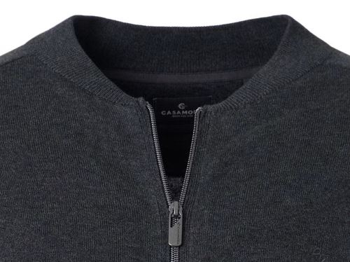 Bavlněný svetr na zip s krátkým stojáčkem Casa Moda – antracitový Bavlněný svetr na zip s krátkým stojáčkem Casa Moda – antracitový