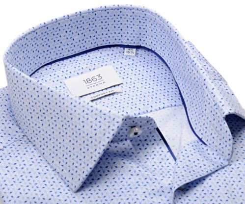 Eterna 1863 Comfort Fit Two Ply - luxusní bledě modrá košile s modrým vzorem