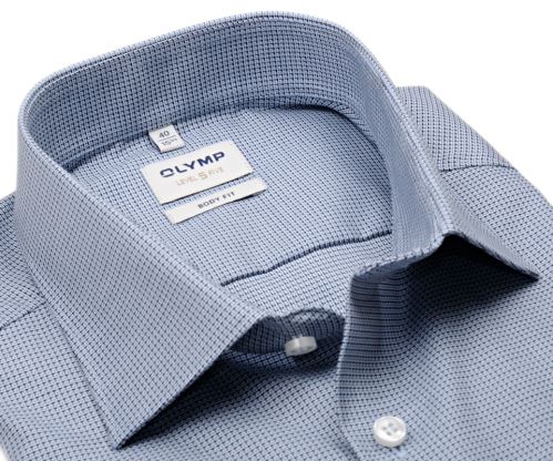 Olymp Level Five – košeľa s modro-čiernym votkaným vzorom