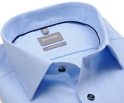 Olymp Comfort Fit – světle modrá košile s jemnou strukturou a tmavomodrými knoflíčky - krátký rukáv Olymp Comfort Fit – světle modrá košile s jemnou strukturou a tmavomodrými knoflíčky - krátký rukáv