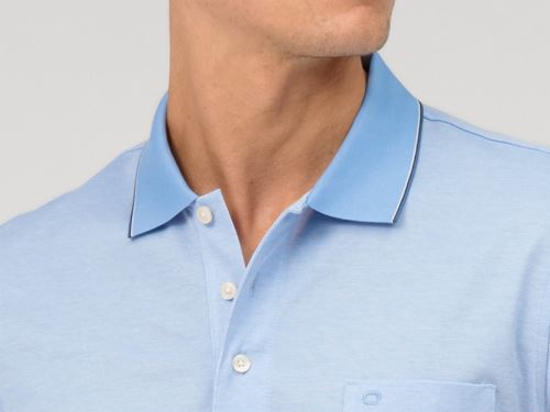 Polo tričko Olymp - světle modré tričko s límečkem a bílým rastrováním