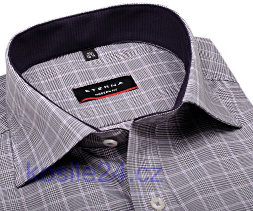 Eterna Modern Fit – károvaná košeľa s vnútorným golierom a manžetou - extra predĺžený rukáv