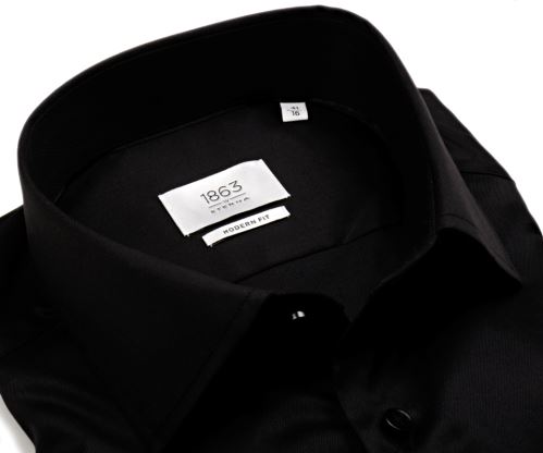 Eterna 1863 Modern Fit Twill - luxusná čierna košeľa - extra predĺžený rukáv