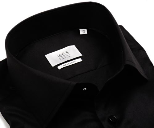 Eterna 1863 Modern Fit Twill - luxusní černá košile - extra prodloužený rukáv