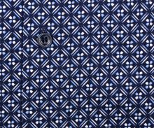 Marvelis Modern Fit Jersey – elastická tmavomodrá košile s modro-bilým mozaikovým vzorem (2)