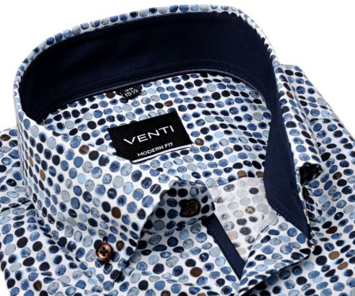 Venti Modern Fit – košeľa s tľačenými kolečkami, vnútorným golierom a manžetou - extra predĺžený rukáv