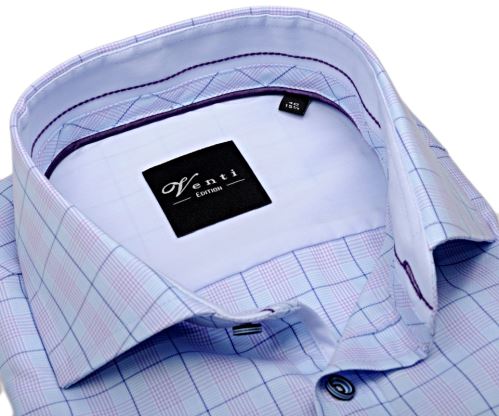 Venti Slim Fit – světle modrá košile s dvojím kárem a vnitřním límcem - extra prodloužený rukáv