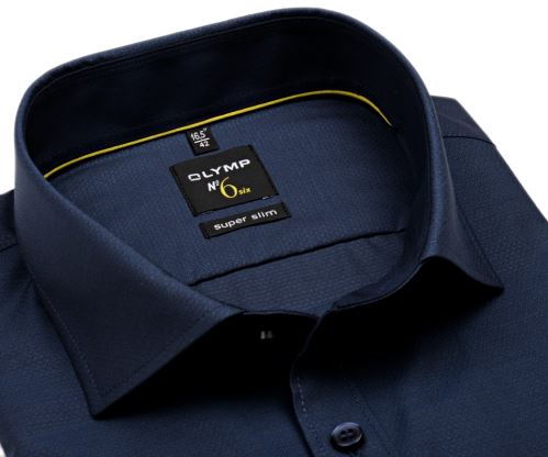 Olymp Super Slim – tmavomodrá košeľa s votkaným vzorom