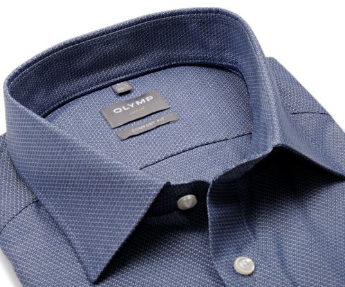 Olymp Comfort Fit – tmavomodrá košeľa s votkanými štvorčekmi