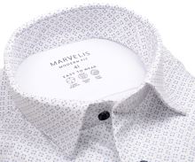 Marvelis Modern Fit Jersey – elastická košile s modrými čtverečky a okrovými puntíky - krátký rukáv